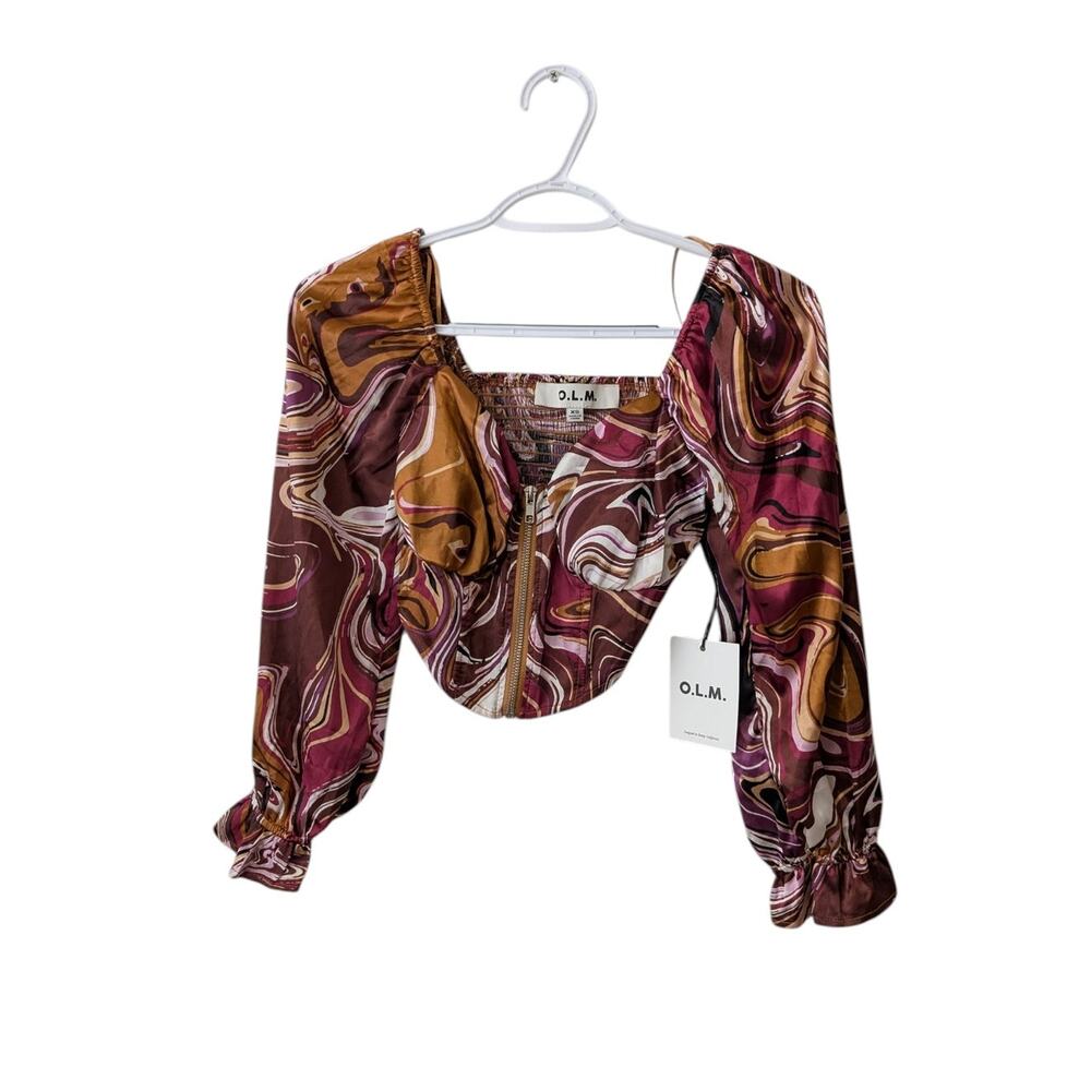 Nwt O.L.M. satin bustier crop top
